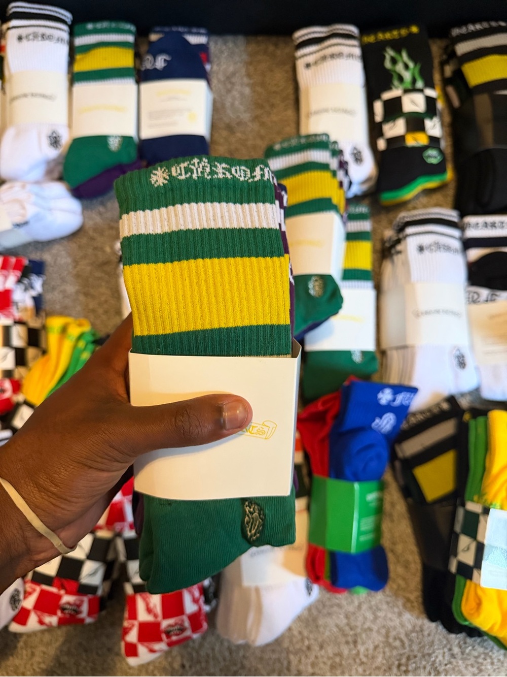 Brand new chrme heart socks